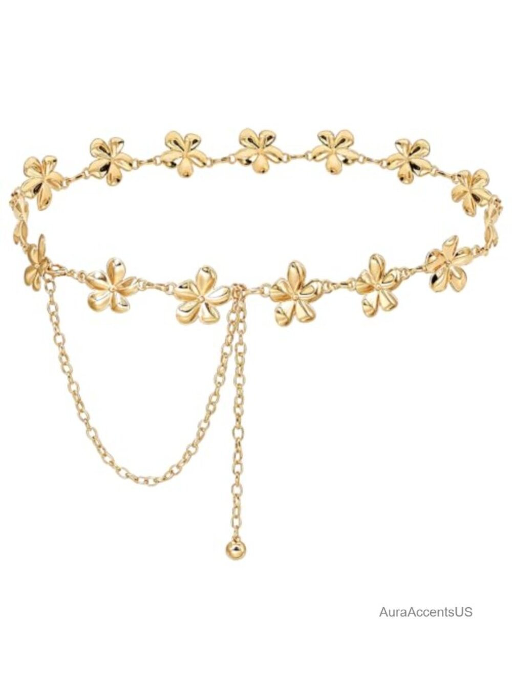 Flower Metal Waist Chain Belt Adjustable Body Chain for Dresses